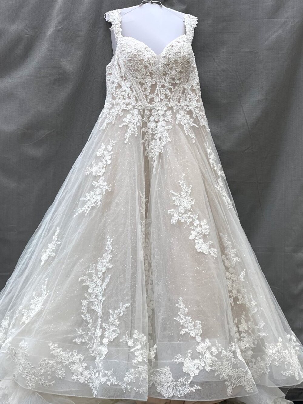 Allure Bridals Plus Size Glitter Lace A-Line Wedding Gown